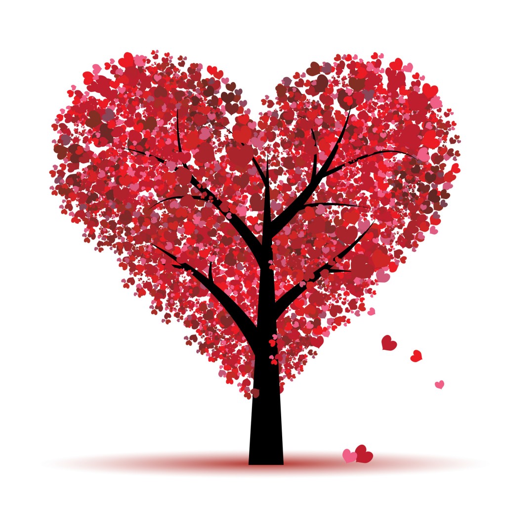 Valentine tree, love, leaf from hearts